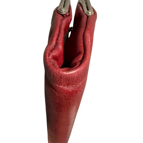 Hobo International Lauren Double Frame Folding Wallet Clutch Red Leather - Picture 3 of 14